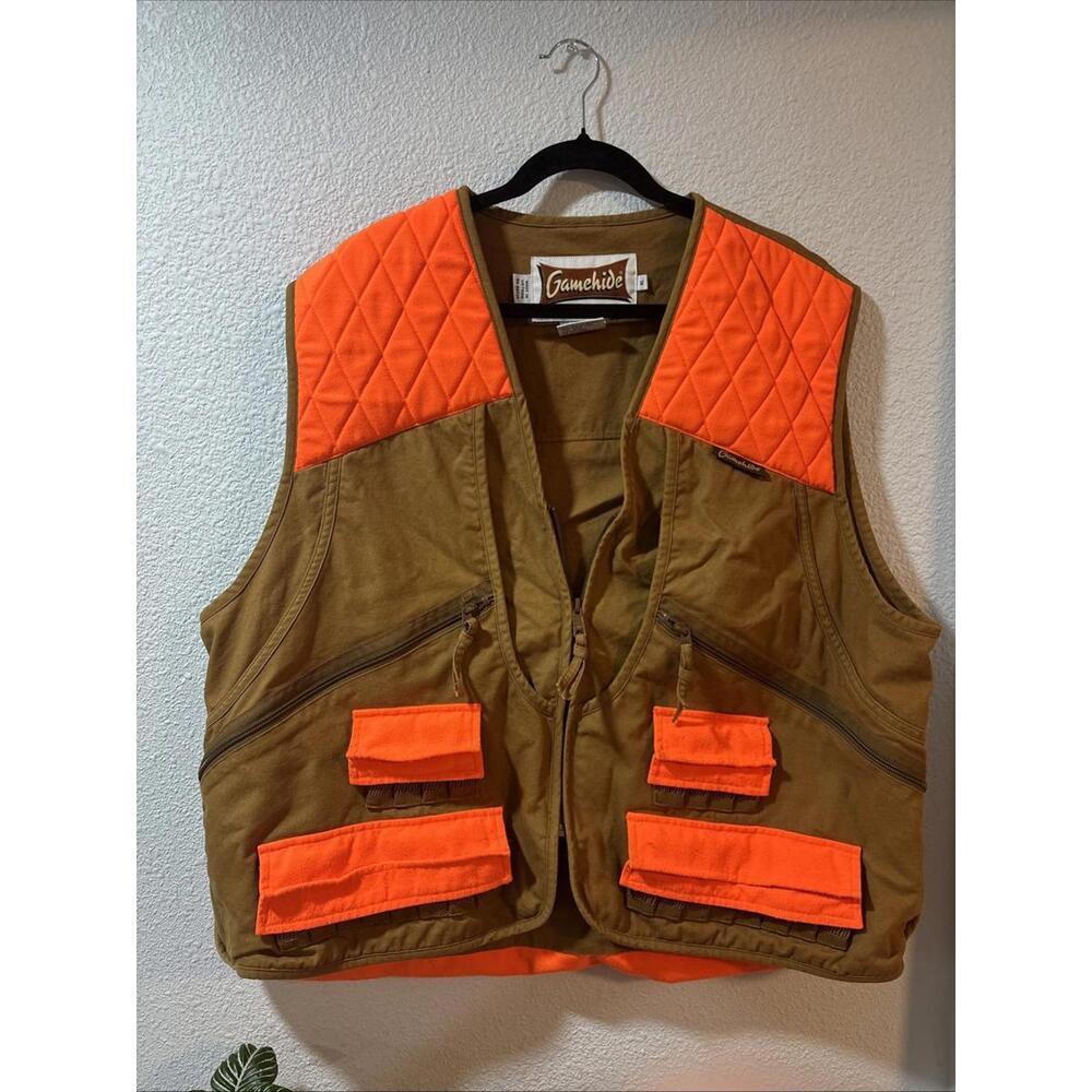 Vintage Gamehide Hunter Orange XL Hunting Vest W Ammo Storage Style 3A0